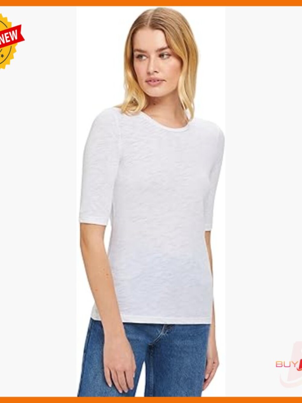Women's Elbow Sleeve Slim Fit Cotton Tee For Exercise